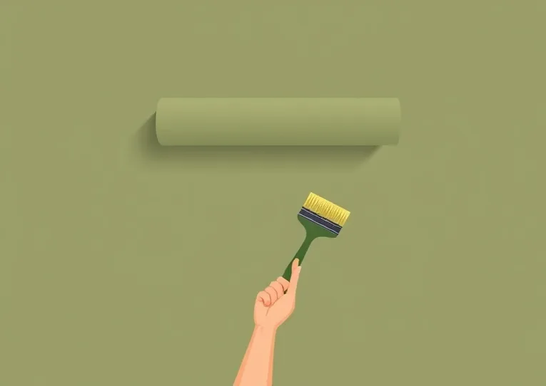 Pose de papier peint, rouleau et brosse à maroufler